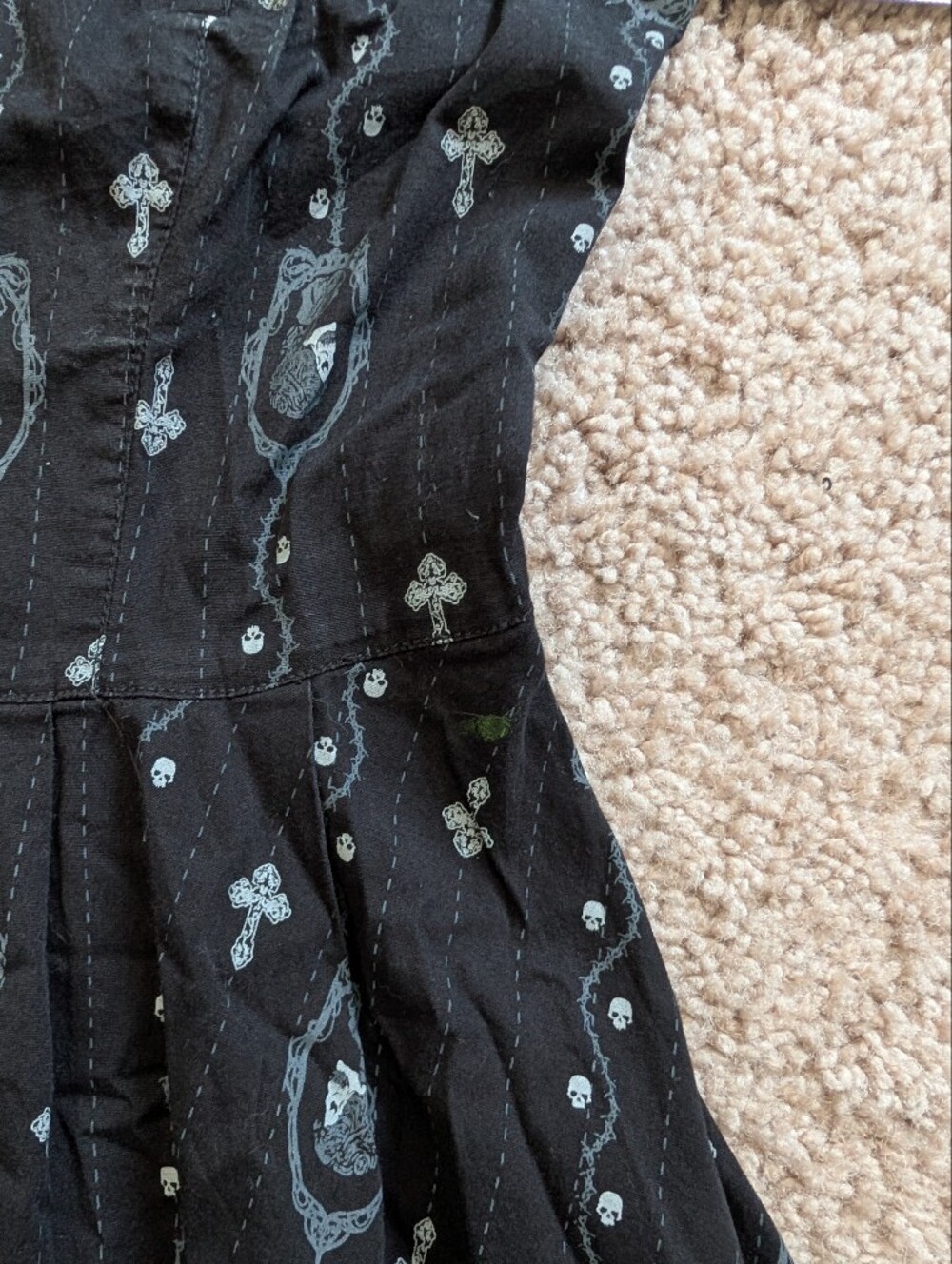 Hell Bunny Womens Black White Gemma Skull Cameo Collar Goth Mini Dress Size XS - Picture 12 of 16